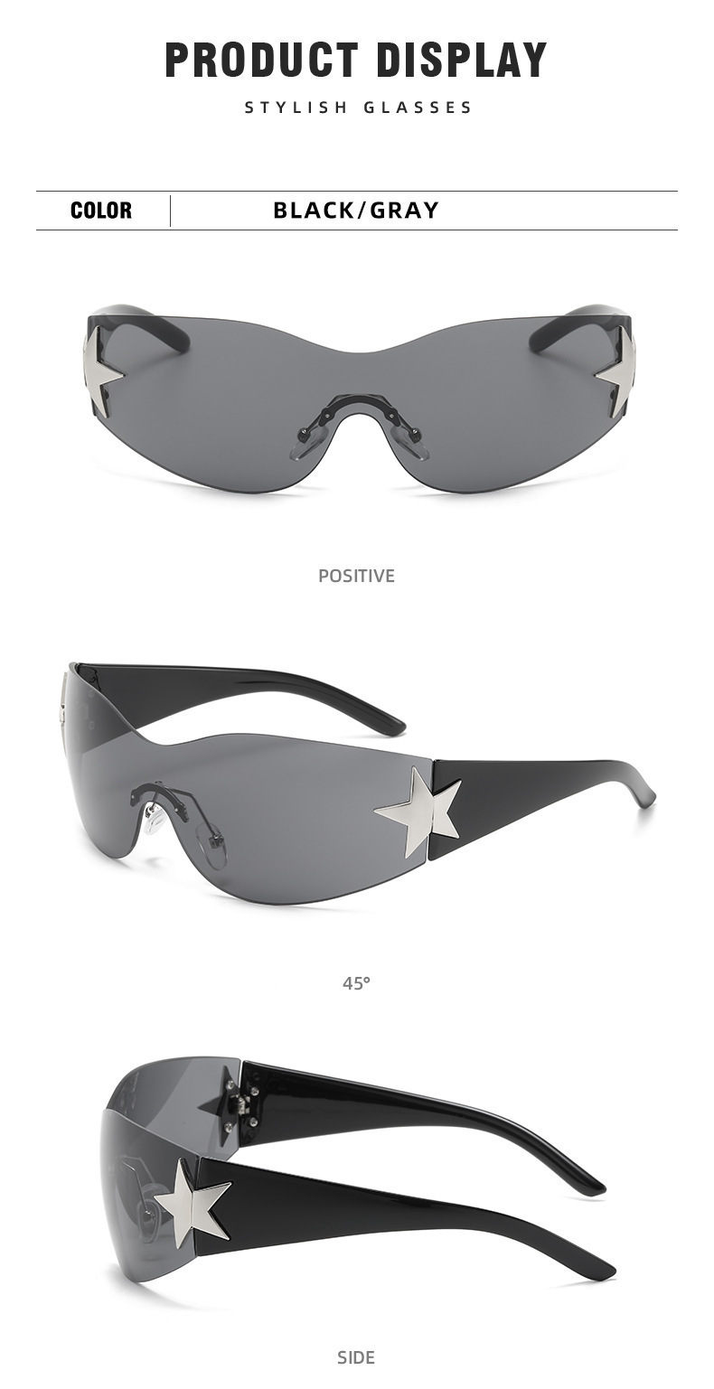 Retro Y2k Frameless Sunglasses Five Pointed Star Design Men_voghion.com