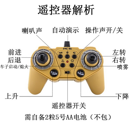 Cross-border new product toys charging remote control forklift electric truck crane spray sound and light building block man loader