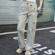 2025新款现货巴胺辣妹穿搭工装裤夏季高腰阔腿裤宽松休闲运动裤