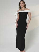 M 62874 Off-Shoulder Ribbon Dress һ�ּ��B��ȹ �W���羳