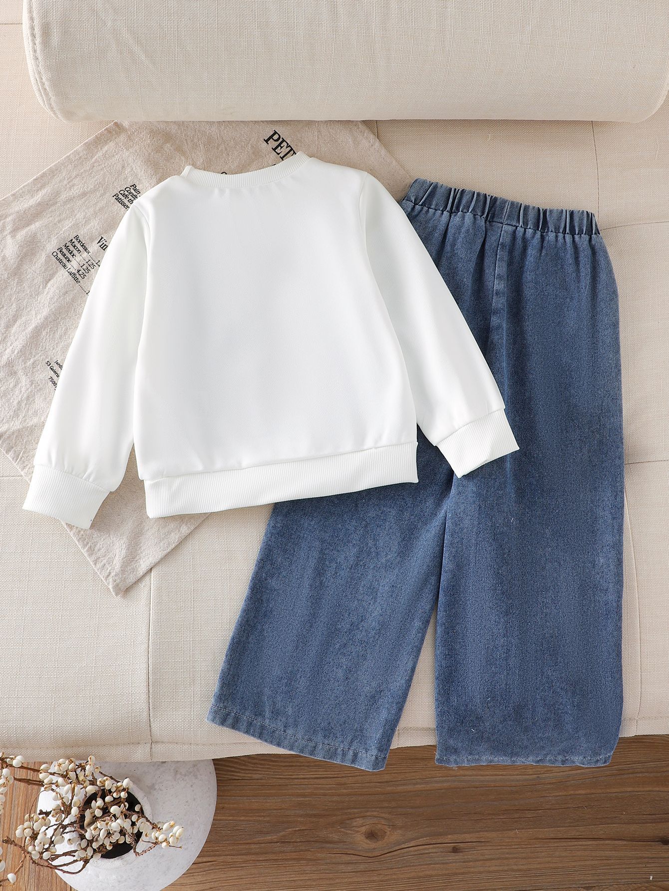 Ropa de niños comercio exterior transfronterizo otoño y invierno nuevo niño Amazon blanco de manga larga suéter + pantalones largos
