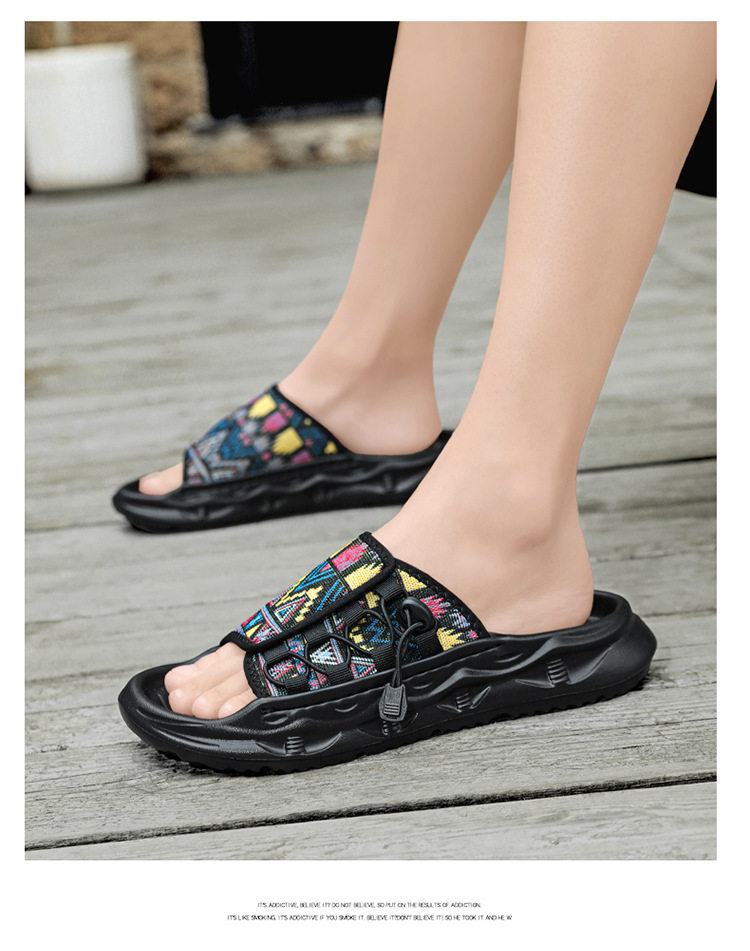Dép sandal nam quai dán đi biển mùa hè, dép lê đế dày EVA chống trượt đi thể thao ngoài trời — màu be, đen chi tiết 10