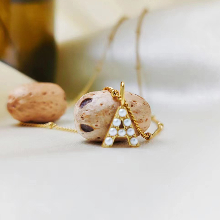Letter Pattern Women's Gender PVD Coated Real Gold Plated Letter Stainless Steel Vintage Style Waterproof Non Tarnish 304 Stainless Steel Pendant Necklace