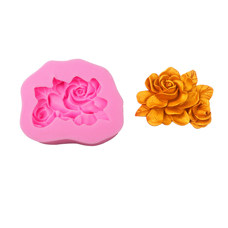 Creativo tridimensional Rosa peonía flor aromaterapia molde de yeso girasol loto chocolate fondant molde de la torta