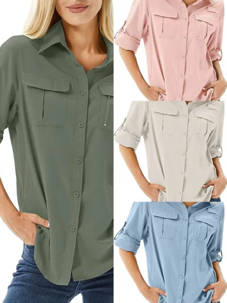 2025 Women's European and American Long-Sleeved Anti-Uv Hunting Outdoor Quick-Drying Anti-Sun Clothing Fishing Hiking Sun Protection Clothing