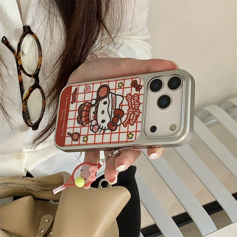 细闪红格纹网球Kitty适用iPhone17苹果16ProMax/15手机壳14少女心|undefined
