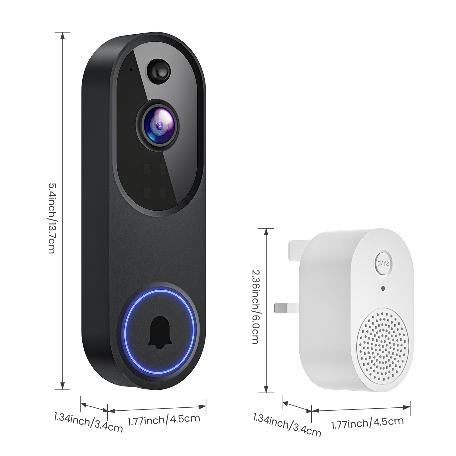 Video timbre Cámara WiFi intercomunicador inteligente monitoreo remoto humanoide reconocimiento HD visión nocturna