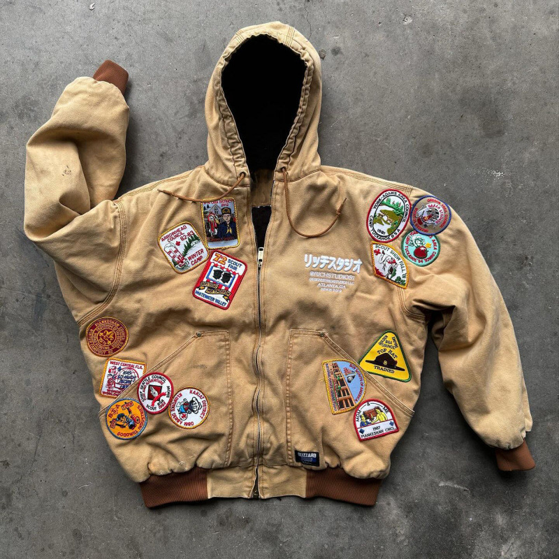 2025 3D Printed Hooded Sweatshirt for Men, Badge Patch Casual Jacket, Men's Casual Zip-Up Hoodie