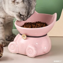 猫咪陶瓷碗高脚斜口保护颈椎防打翻中型宠物猫盆狗碗吃饭饮水