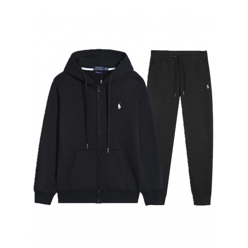 Ralph Lauren men's zip-up hoodie with embroidered pony logo, casual sports suit, polo jacket and pants