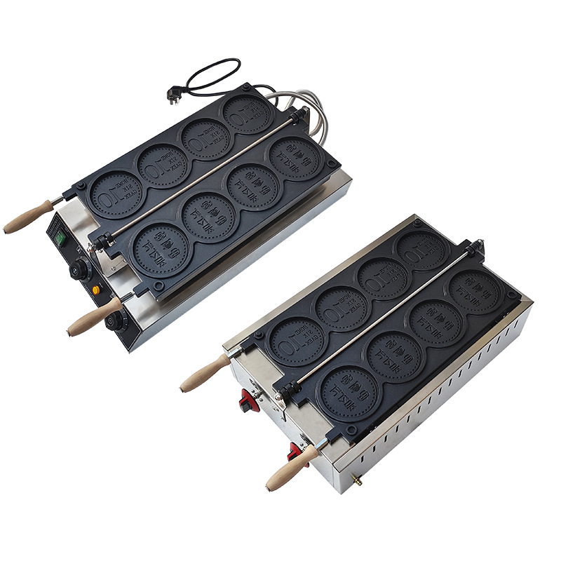 Máquina para hacer pan de monedas de oro, suministro exclusivo transfronterizo, máquina eléctrica para hacer pan de monedas de oro estilo coreano, máquina popular para hacer pan de monedas para venta ambulante y apertura de negocios.