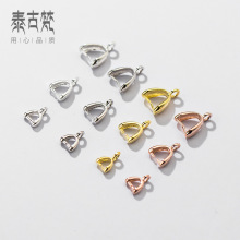 925银电镀金水晶翡翠玉器夹扣配饰吊坠夹扣 DIY饰品配件批发Q0071