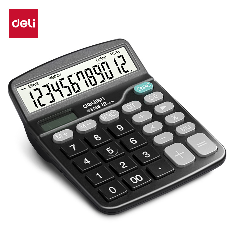 Free shipping Deli stationery office desktop 837ES calculator 12 large screen solar computer wholesale 5