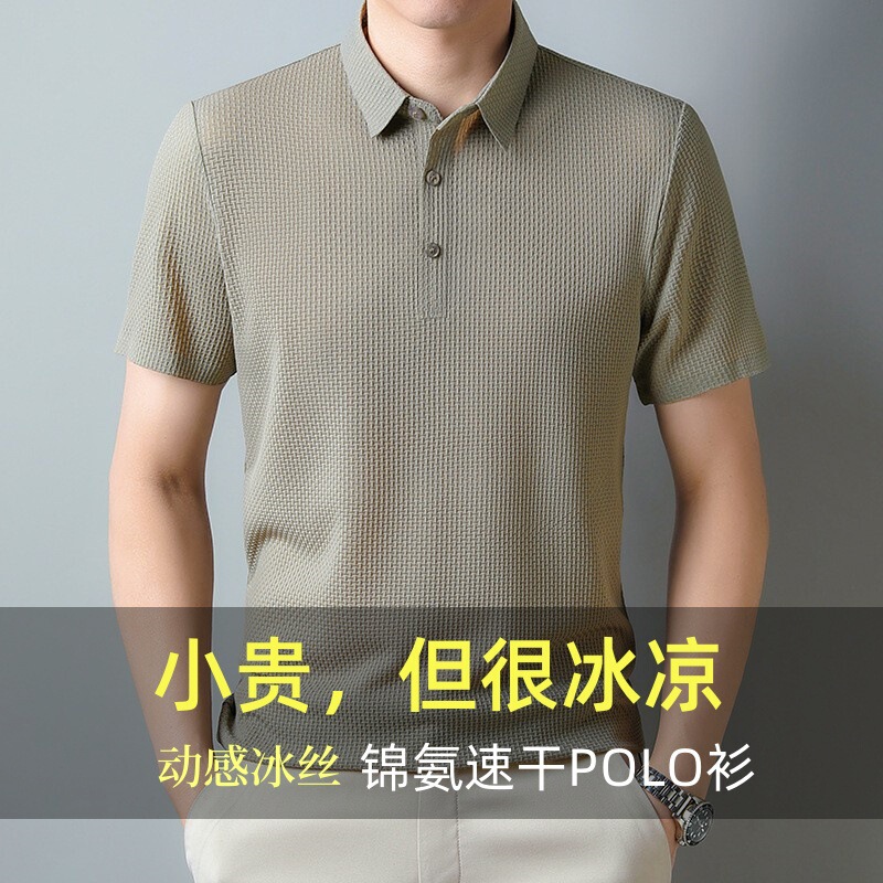 2025 Summer Ice Silk Men's Polo Shirt Casual Men's Jacquard Lapel No-Iron Short Sleeve T-Shirt Dropshipping 2025 Summer Ice Silk Men's Polo Shirt Casual Men's Jacquard Lapel No-Iron Short Sleeve T-Shirt Dropshipping