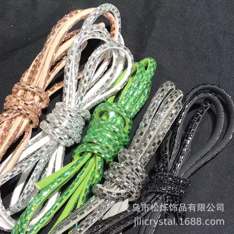 Дiamond pumping with cotton core rope 2.5x5 glass crystal drill strip stereo half-face shoe ornament accessories rhinestone strip