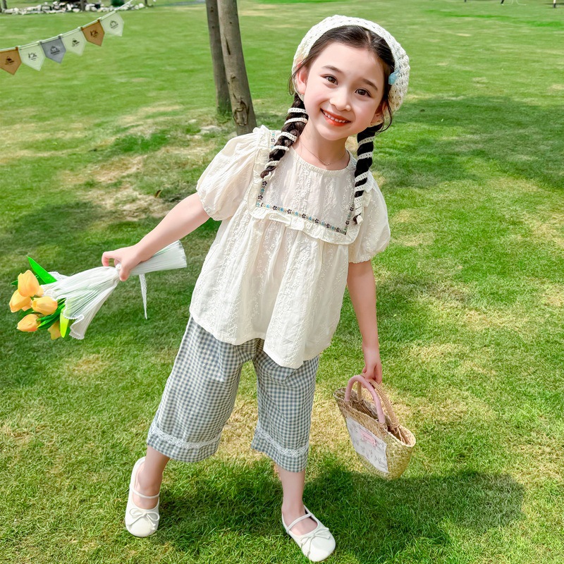 女童夏装2024新款洋气时髦儿童装韩版短袖套装夏季宝宝网红两件套
