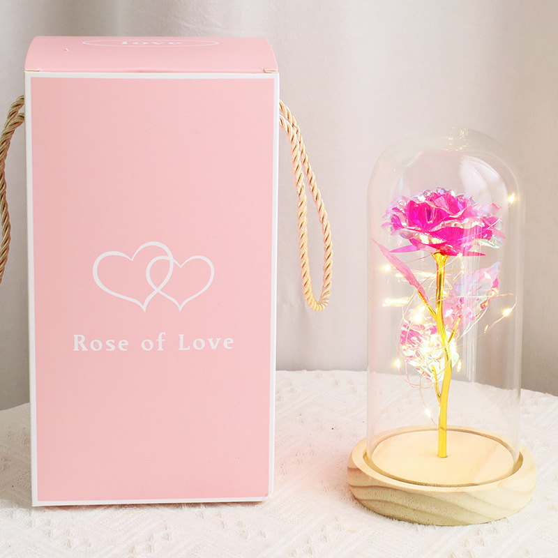Rose red rose (wooden base) + free battery + can write greeting card on behalf of you