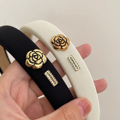 白鹿同款山茶花發箍女 高級感秋冬海綿高顱頂頭箍小香風壓發頭飾