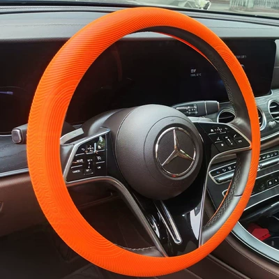 Wheel Cover Food-Grade Liquid Silicone: Steering wheel cover - emma-orange-non-fading-food-grade-silicone-38cm