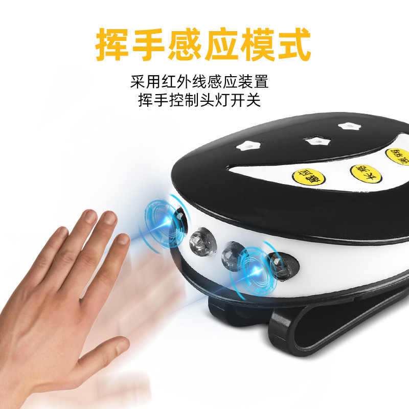 Lámpara de ala con sombrero de pesca nocturna multifuncional ultraligera, carga led, batería de larga duración, 12 horas, faro de inducción con clip para sombrero, pesca