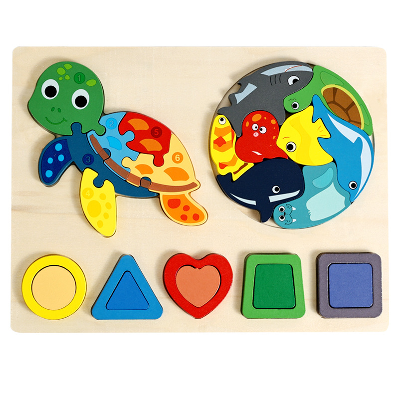 Nuevos productos de forma geométrica puzzle animal digital tridimensional puzzle tablero de dibujo de la educación temprana puzzle forma emparejada bloques de construcción
