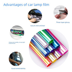 Cross-border car headlights chameleon color changing film, dazzling car light film PVC light protector, taillight color changing film