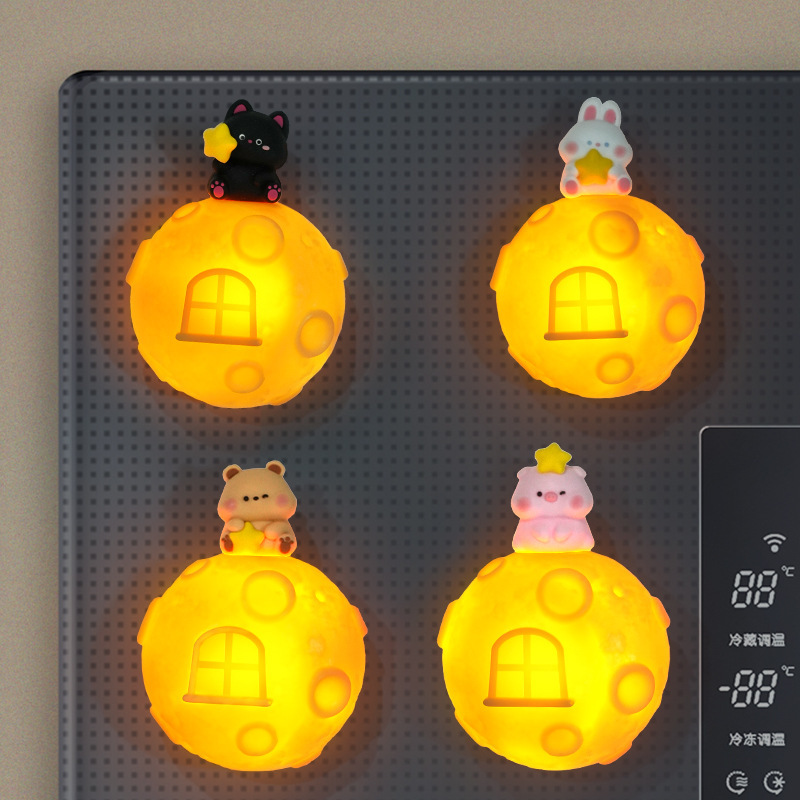 Full Moon Small Lamp Refrigerator Magnet Set of Four