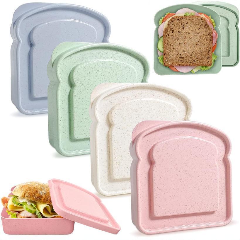 Amazon Plastic Crisper Bread Box Home Set Toast Sandwich Storage Box Outdoor Portable Lunch Box