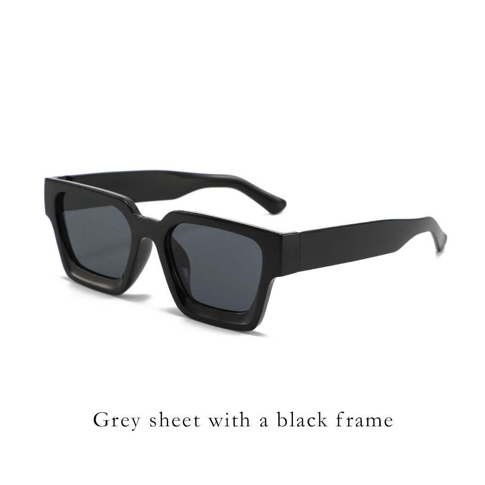 Ins Trendy Thick Square Sunglasses for Men, Vintage Full Frame UV400 Driving Glasses, Premium Street Photography Versatile Sun Glasses
