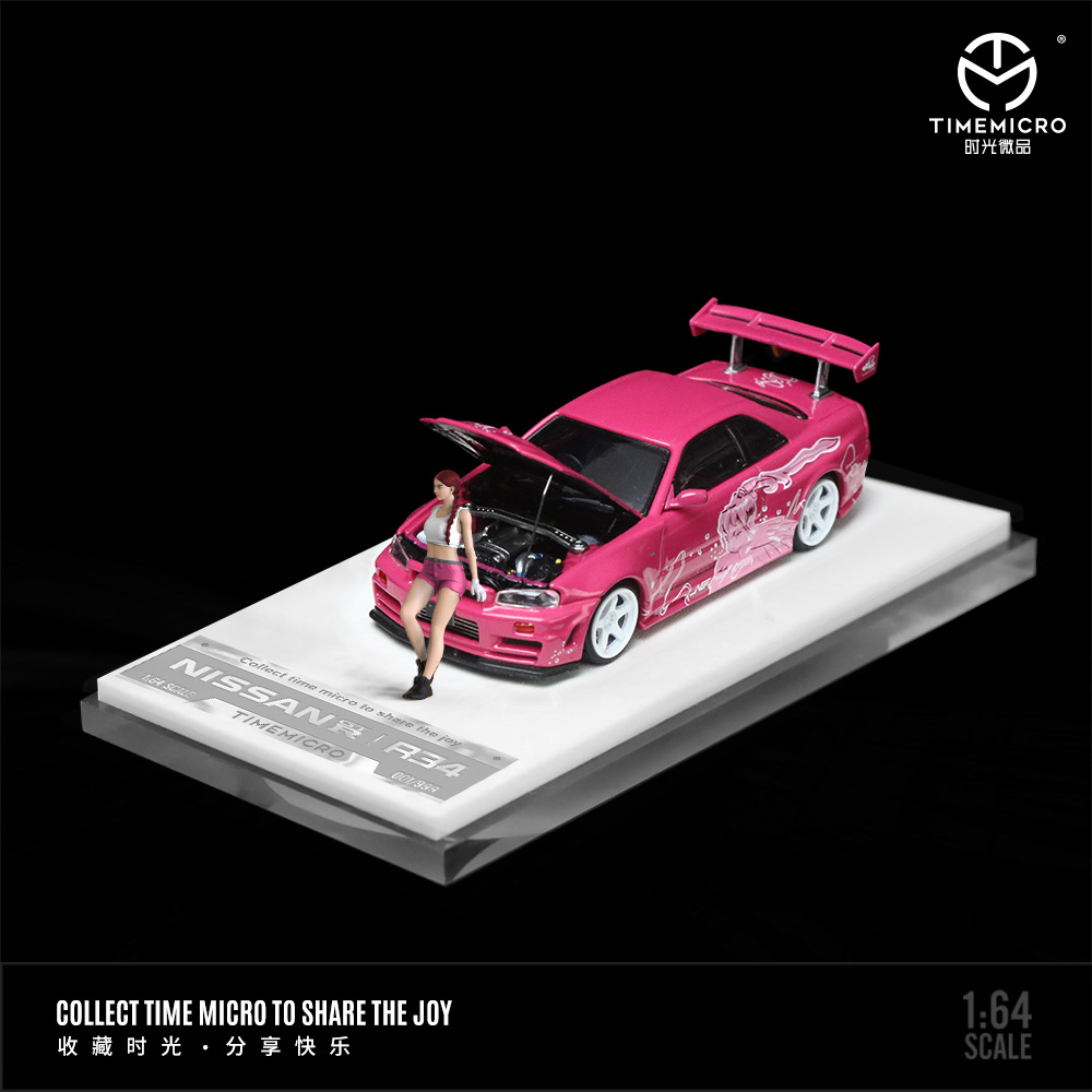 WHOLE -TIMEMICRO1:64 닛산 GTR34 꽃 시뮬레이션 합금 자동차 모델 선물 컬렉션 장식품