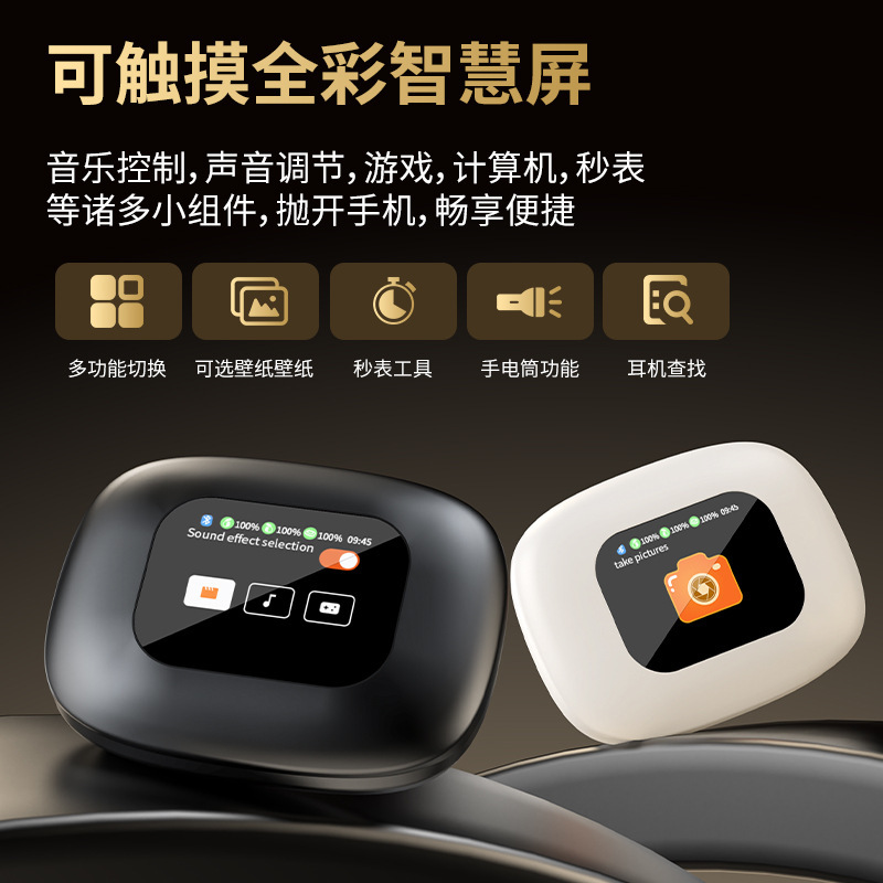 全彩触控屏同声翻译耳机OWS挂耳式防水降噪无线蓝牙运动耳机|undefined