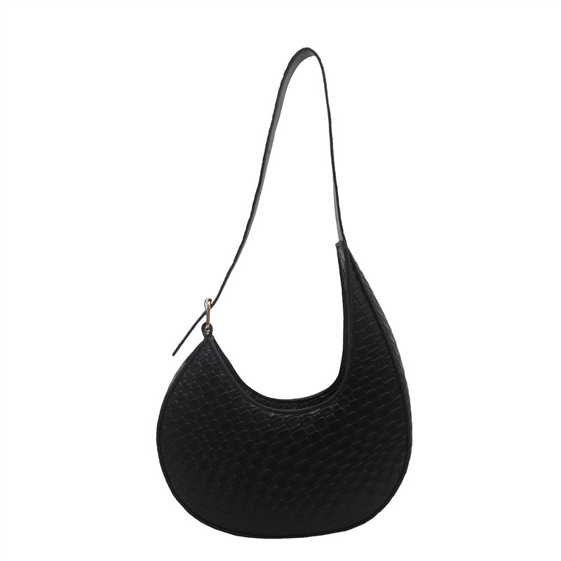 Bolsa de media luna francesa de tejido para mujeres 2025 nueva tendencia correa de hombro ancha textura de moda bolso de hombro bolso debajo de la axila