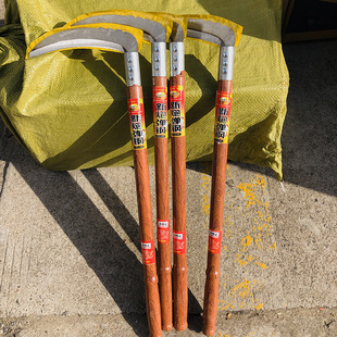 Agricultural tools grinding-free sickle shells steel wooden handle straight sickle mower long handle firewood sickle 5 yuan department store wholesale