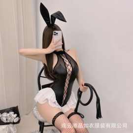 污力兔情趣内衣漆皮兔女郎连体制服诱惑激情镂空开档酒吧表演服骚