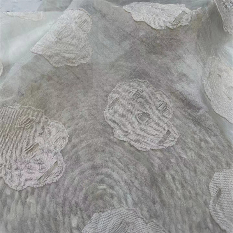 剪花透底欧根纱面料服装童装衣喜布料国风连衣裙韩版短裙衣裤女装