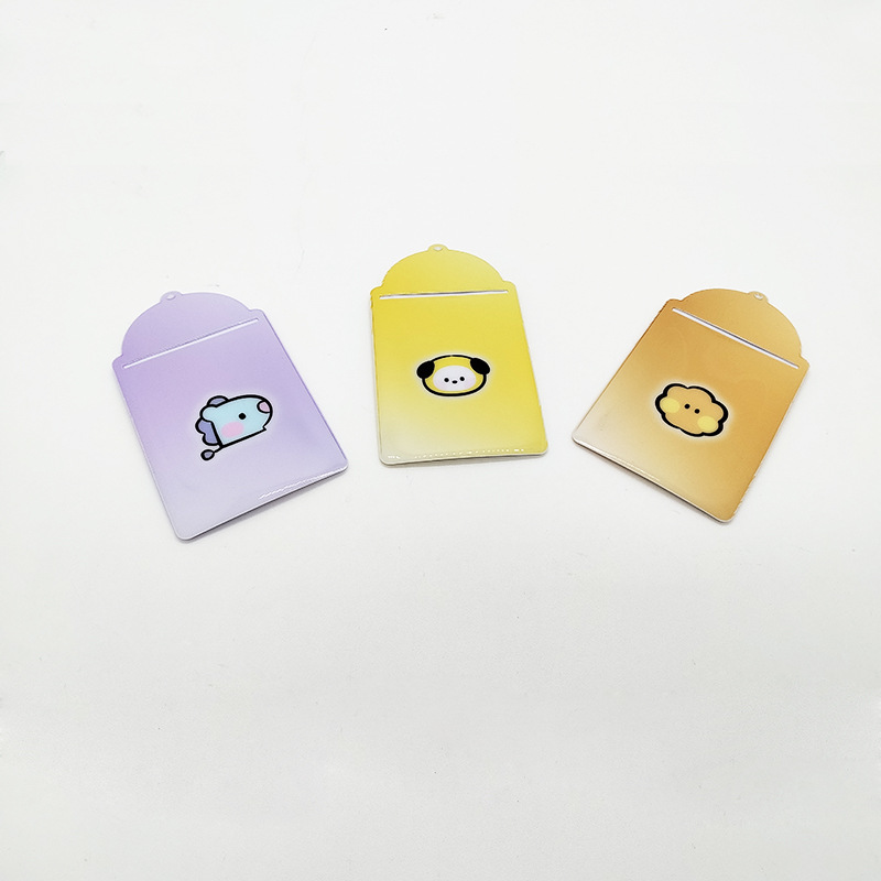 귀여운 BT 시리즈 PVC 카드 홀더 사진 별 쫓는 작은 카드 보관 홀더 학생 신분증 학교 카드 식사 카드 버스 카드