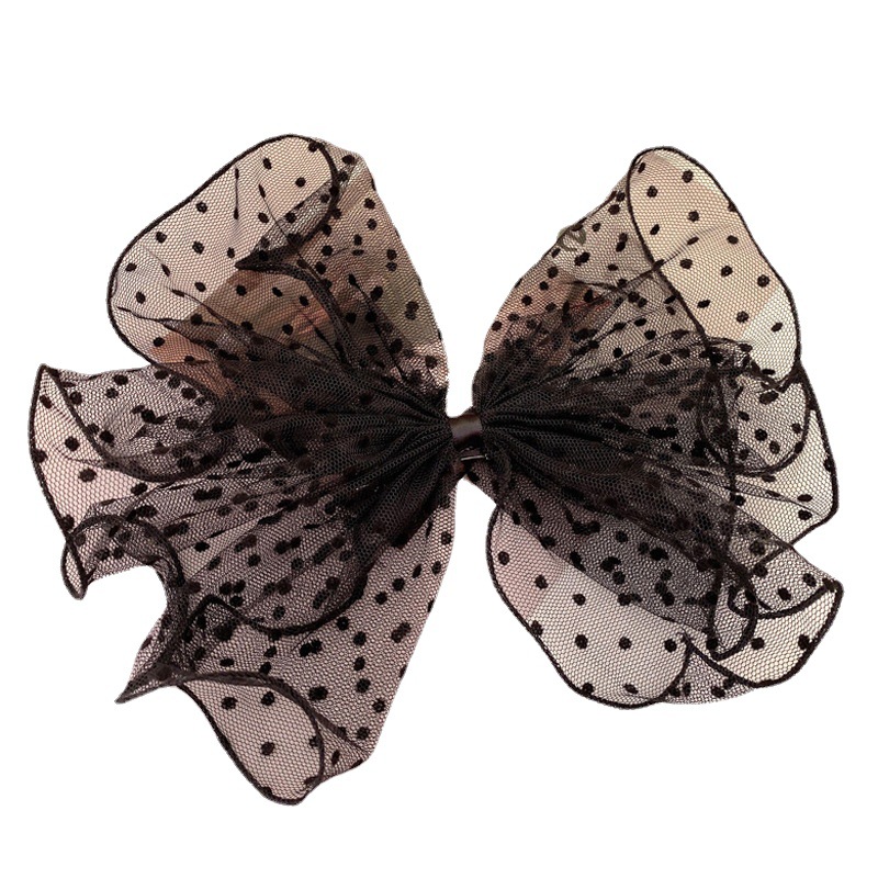 Nueva primavera y verano negro malla arco grande horquilla internet celebridad ins clip superior accesorios para el cabello super hada espalda cabeza chica accesorios para el cabello