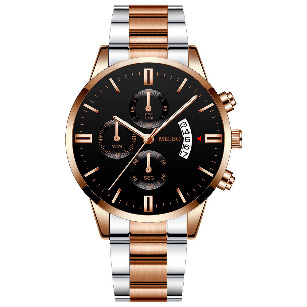 Reloj de hombre de negocios no mecánico de moda casual hombres de acero inoxidable con calendario atmosférico reloj de cuarzo