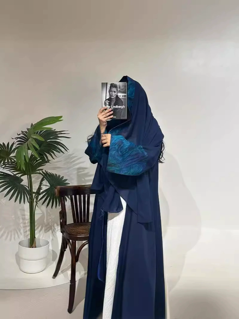 DS24036 Fashion Middle East Muslim 2024 весна-лето новый стиль вставной рукав дышащий халат с платком-головным убором