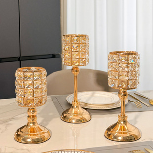 European Accessible Luxury Crystal Aromatherapy Candle Holder Western Restaurant Atmosphere Christmas Wedding Candlelight Dinner Decoration