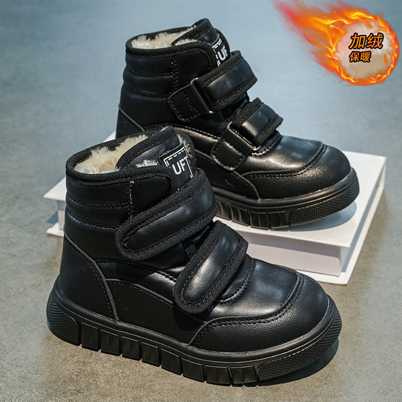 Botas de nieve para niñas 2025, invierno nuevo tipo de zapatos de algodón gruesos, zapatos de invierno calientes para niños, tendencia de botas de algodón para niños