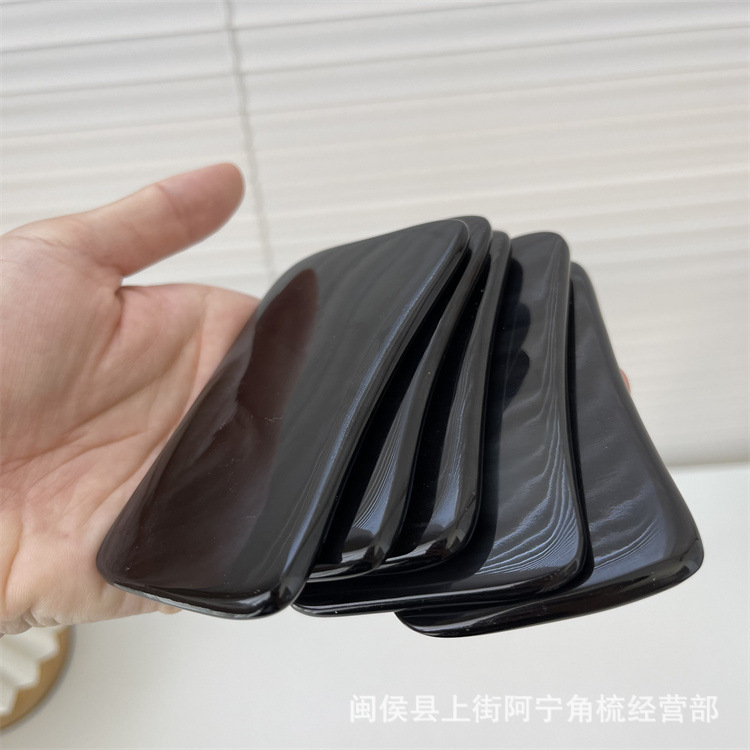 Black Buffalo Horn Gua Sha Board Guā Shā Bǎn Four-Square Wave Scraping Plate Beauty Wellness Tool key features