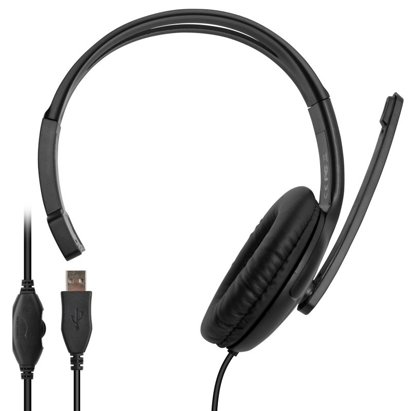 Computer Operator Headset, Single-Ear Headset, Over-Ear Headset, USB Computer Pc Headset, Audio-Visual Headset