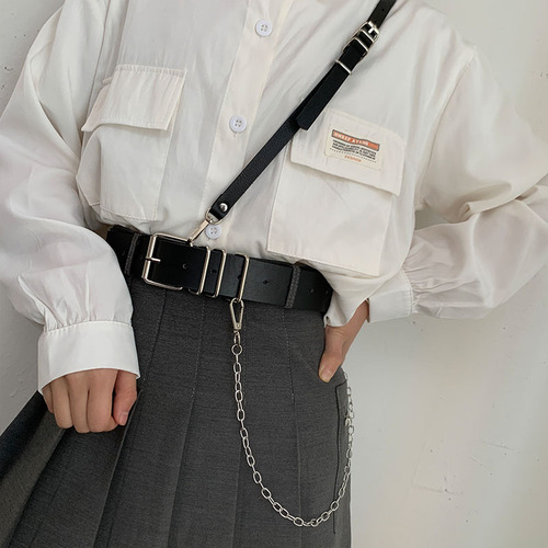 Belt for women, fashionable and simple ins style with jeans, decorative metal belt shoulder strap, detachable, trendy and cool