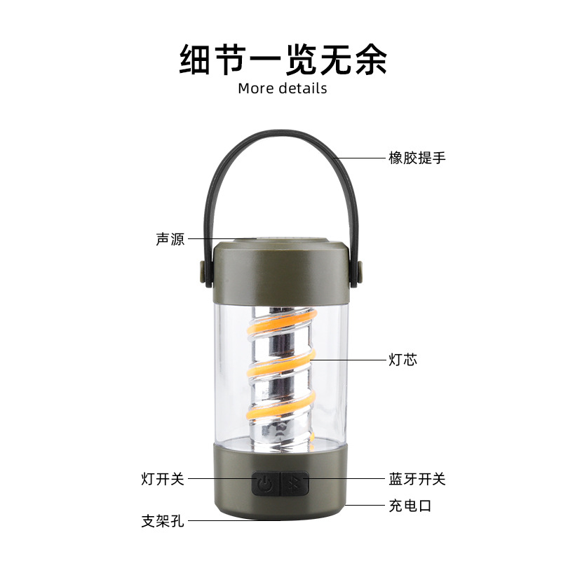 Transfronterizo altavoz bluetooth lámpara de camping ahorro de energía gancho de bombilla recargable ambiente interior lámpara de camping