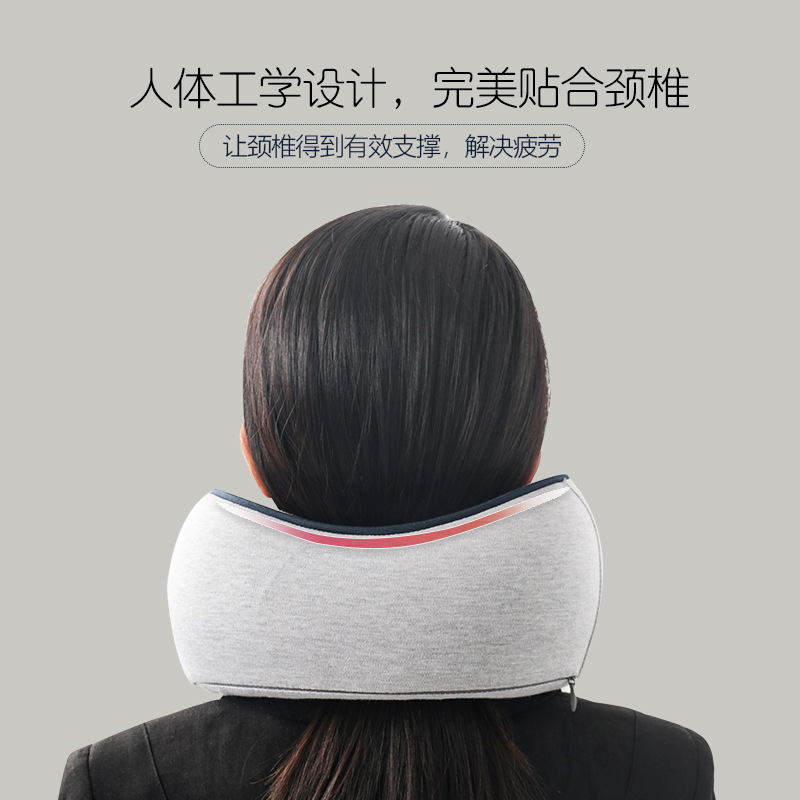 Almohada de viaje en forma de U de espuma viscoelástica, superventas transfronteriza, almohada de cuello para avión, almohada en forma de U de rebote lento para la columna cervical.