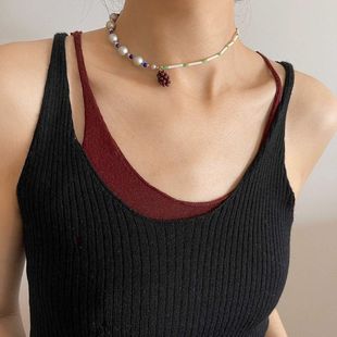 Dalmata Green Purple Grape Pearl Beaded Necklace Accessible Luxury Niche Clavicle Chain
