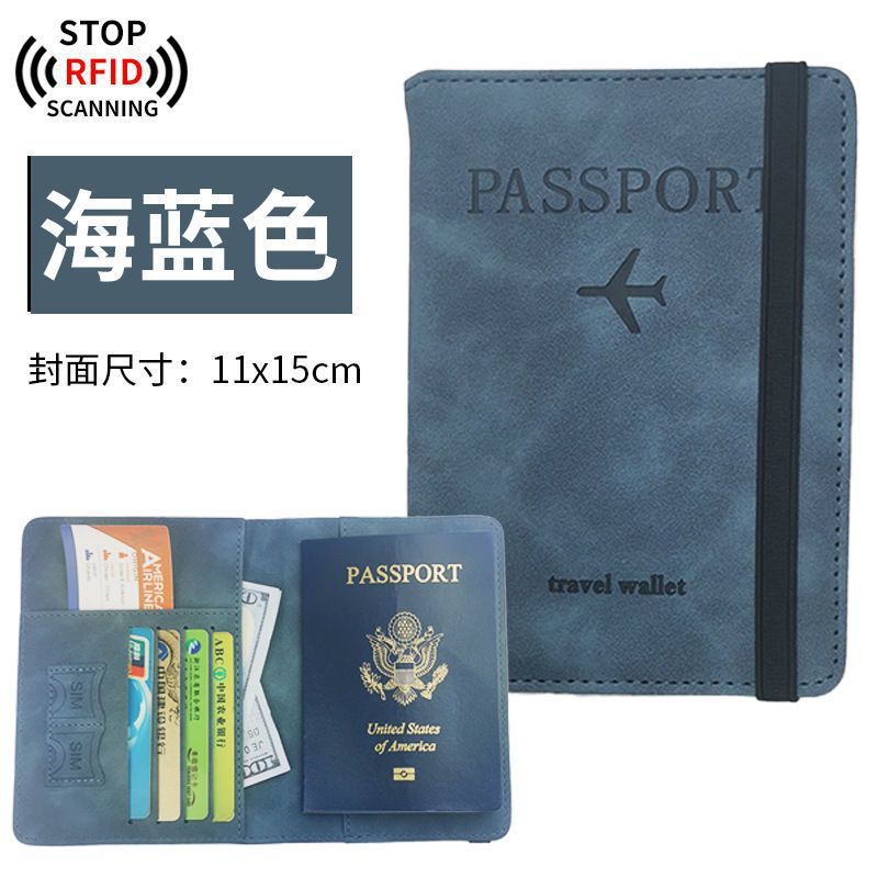 Bolsa de pasaporte de alto valor de cara cubierta de cuero PU simple moda dos en uno cepillo antirrobo de viaje pasaporte