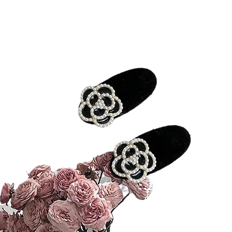 Exquisite feine Perle Kamelie ovale Entenschnabel-Clip hochwertige Blume Haarnadel Seite Pony Clip Haar-Accessoires neu_voghion.com