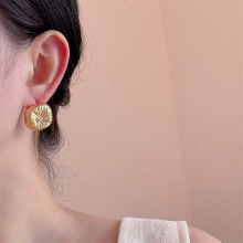 18k真金电镀宋佳同款方形烟花耳环女简约法式通勤设计感耳钉耳饰